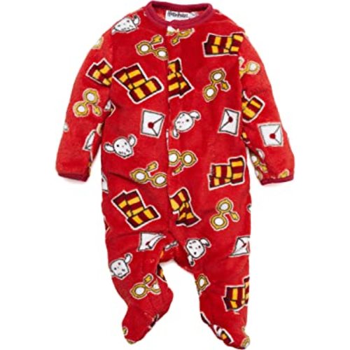 Harry Potter Baby Girls Long-Sleeve Plush Polar Fleece Bodysuit Pajamas - Baby Girl Clothes Prints