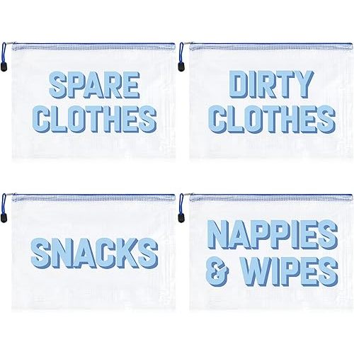 4Pcs Diaper Bag Organizing Pouches Hospital Diaper Bag Organizing Clear Waterproof TPU Kids Toiletry Storage Set Makeup Travel Packing Clutch Cube Bags for Baby Nursing