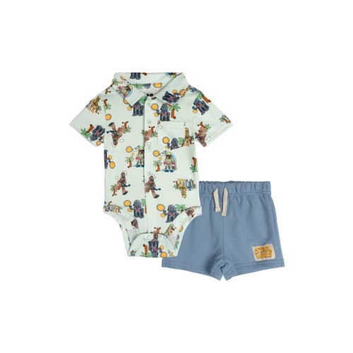 2-Piece Button Down Shirt and Shorts Set