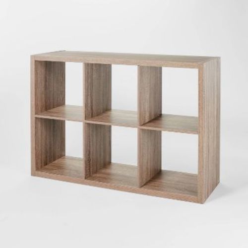 13'' 6 Cube Organizer Weathered Gray - Brightroom™: Cubby Storage Bookshelf with 6 Shelves, MDF & Particle Board
