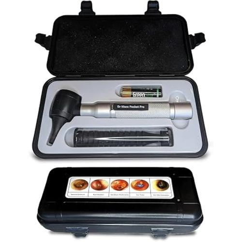 4th Generation Doctor Mom LED Pocket Pro Otoscope with Both Adult and Pediatric Disposable Specula Tips, Battery, and Protective Hard Plastic Case