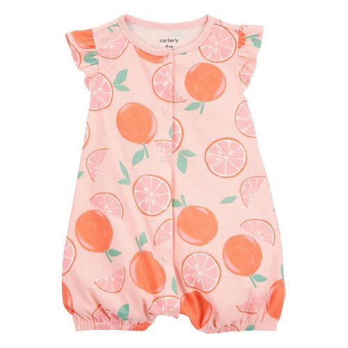 Baby Girl Carter's Orange Print Snap-Up Cotton Romper