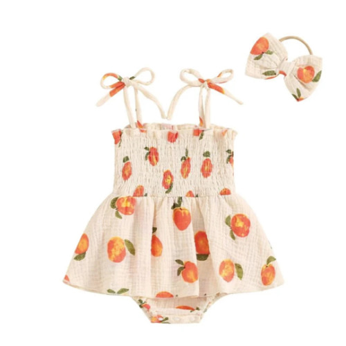 Peachy Keen Onesie Dress & Bow – The Ollie Bee