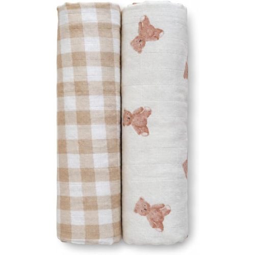 Baby Swaddle Blanket Set, Bamboo Muslin, Neutral Boy & Girl - Teddy