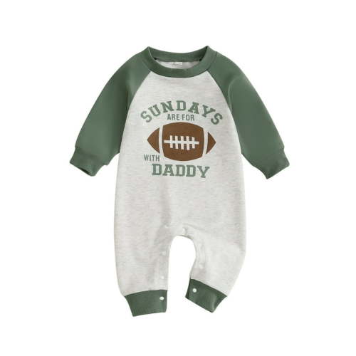Newborn Baby Boy Football Season Jumpsuit Sundays are for Football with Daddy Sweatshirt Romper Playsuit Fall Clothes