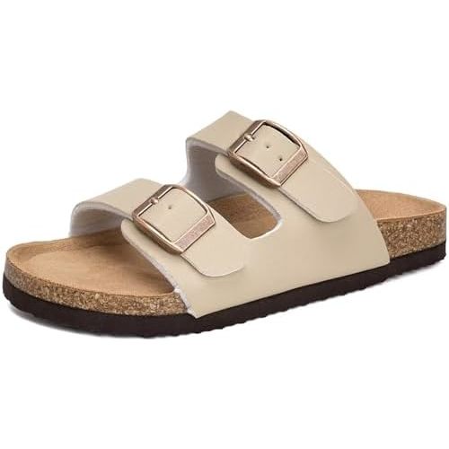 Torotto Kids Sandals Boys Girls Slide Summer Non-slip Cork Glitter Toddler Slippers with Adjustable Straps for Indoor & Outdoor