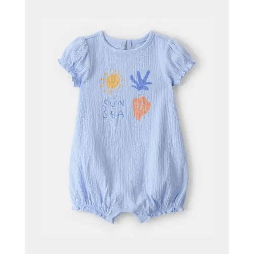 Baby Girl 'Sun Sea' Short-Sleeve Romper - Blue | Carter's