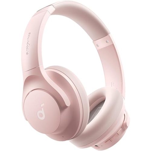 Soundcore by Anker Q20i Hybrid Active Noise Cancelling Headphones, Wireless Over-Ear Bluetooth, 40H Long ANC Playtime, Hi-Res Audio, Big Bass, Customize via an App, Transparency Mode (Pink)