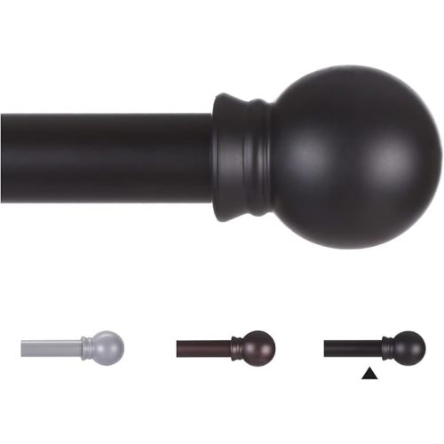 Curtain Rods for Windows 48 to 84-92 inch, 5/8" Matte Black Curtain Rod, Stainless Steel Small Curtain Rods for Bedroom, Living Room,Kitchen,Farmhouse, Outdoor Curtain rod Black