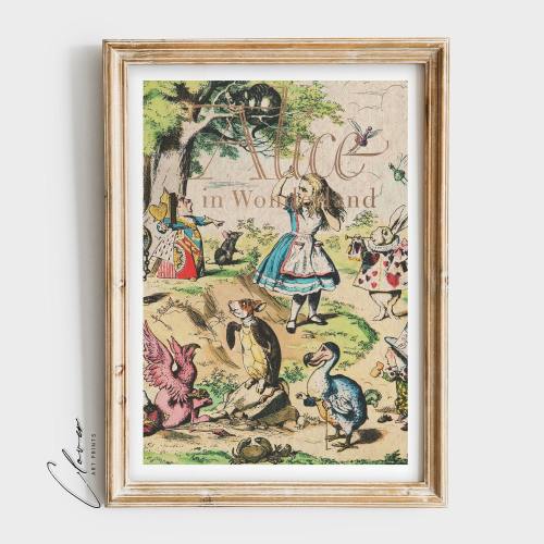 Alice in Wonderland Book Cover Art Print | Bookish Gift for Book Lovers and Bookworm | Vintage Digital Printable | Classic Book Lover Art