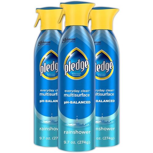 Pledge pH Balanced Multi Surface Cleaner Spray, Rainshower, 9.7oz, (3-Pack)