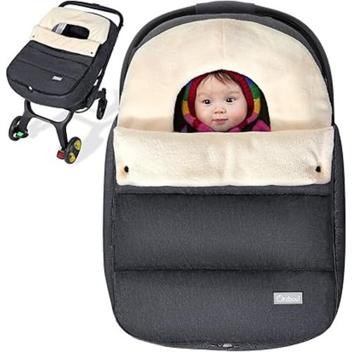 Orzbow Baby Car Seat Cover, Universal Winter Car Seat Cover with Adjustable Collar, Waterproof Carseat Covers Baby with Zipper, Warm Coral Fleece, Detachable and Machine Washable, Dark Grey