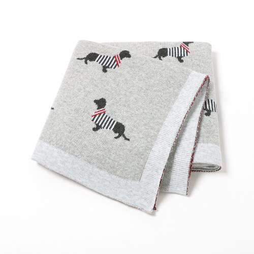Children Toddler Baby Cartoon Dachshund Dog Cotton Knitted Blanket For Boys And Girls Quilt