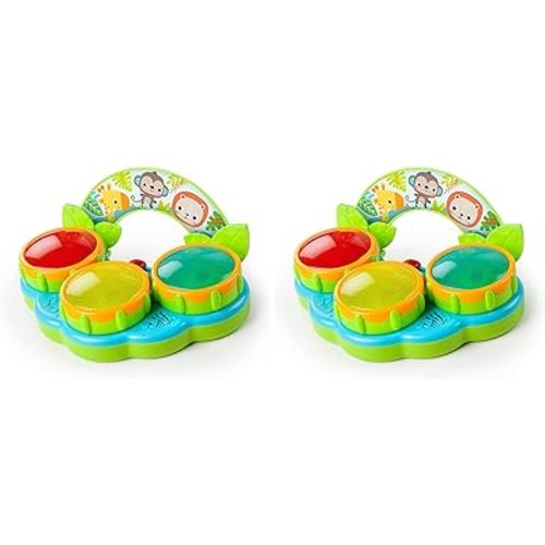 Bright Starts Safari Beats Musical Drum Toy with Lights, Ages 3 Months +, Multi