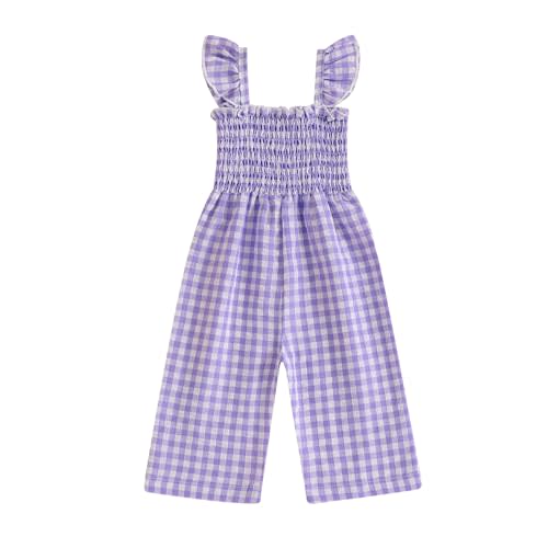 Infant Kids Summer Clothes Toddler Baby Girl Romper Jumpsuit Overall Pants Plaid Sleeveless Ruffle Halter One Piece Outfit