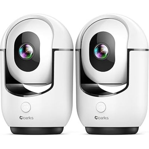 Cloarks 2K Pan/Tilt Security Camera, WiFi Indoor Cameras for Home Security with AI Motion Detection, Pet/Dog/Baby Camera with Phone App, 2-Way Audio, 24/7, Siren, TF/Cloud Storage, 2 Pack