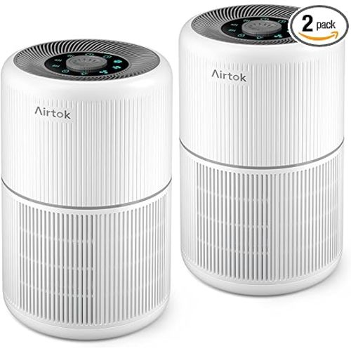 2 Pack Air Purifier for Home Bedroom with H13 True HEPA Filter for Smoke, Smokers, Dust, Odors, Pollen, Pet Dander | Quiet 99.9% Removal to 0.1 Microns | White Available for California