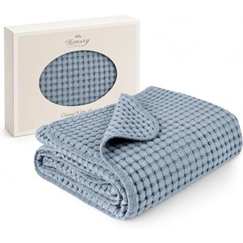 Konssy Waffle Baby Blanket for Boys & Girls, Soft Newborn Swaddle Blanket