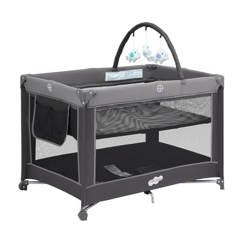 Pamo Babe Pack and Play with Bassinet, Portable Playard for Baby
