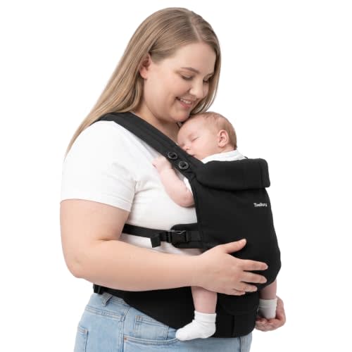 Tivellary Plus-Size Baby Carrier with Lumbar Support | Extended Shoulder & Waist Straps (Up to 68"), Dark & Dirt-Hiding Fabric, Ergonomic M Position, Newborn to Toddler (7–44 lbs)
