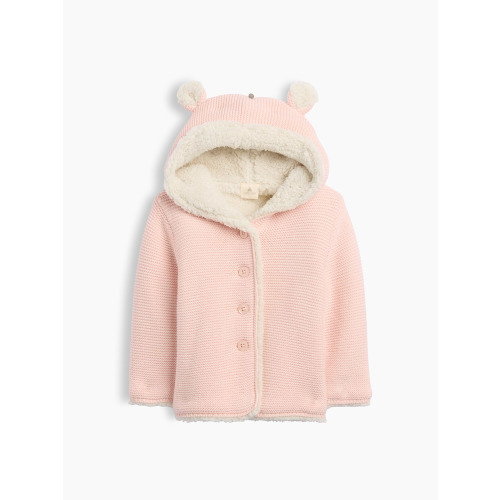Baby Sherpa-Lined Garter Cardigan