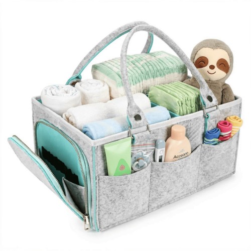 Baby Diaper Caddy Organizer for Girl Boy Large Nursery Storage Bin Basket Portable Holder Tote Bag for Changing Table and Car Baby Shower Gifts Newborn Essentials Baby Registry Must Haves Items
