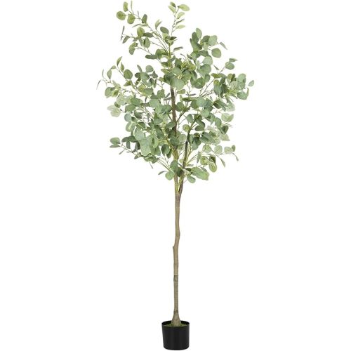 Artificial Eucalyptus Tree,6Ft Tall Fake Potted Tree Silk Faux Eucalyptus Tree with Plastic Nursery Pot, Artificial Plants for Home Office Indoor Decor
