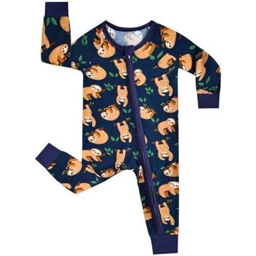 MOSSRIVER Bamboo Viscose Baby Long Sleeve Romper, Cute Pumpkin Prints Zipper Footless Jumpsuit, Toddler One-Piece Outfits