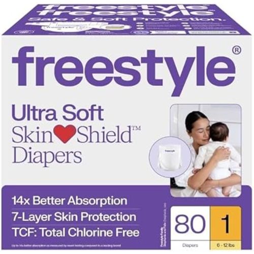 Free~Style Hyper Absorbent Ultra Soft T.C.F Premium Diapers, Size 1, 80 Count