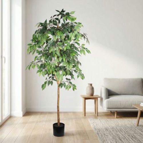 6FT Artificial Ficus Tree in Pot, Faux Indoor Plant for Home and Office Decor