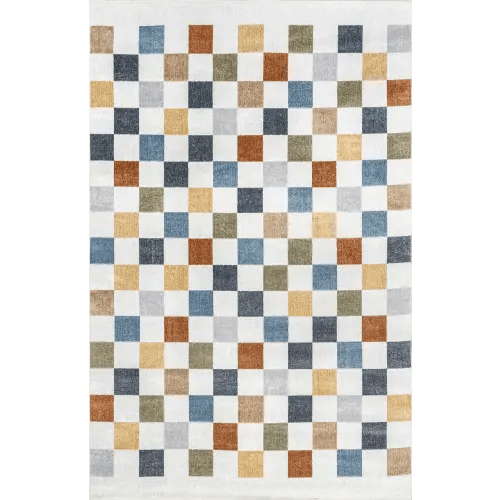 Carina Colorful Checkered Washable Rug | Multicolor