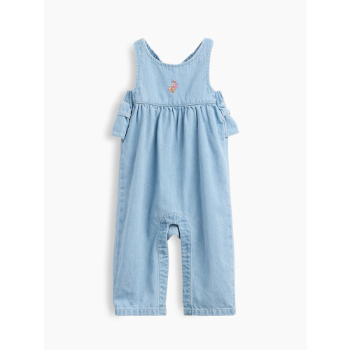 Baby Embroidered Denim Ruffle One-Piece
