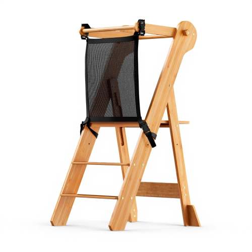 Adjustable Height Foldable Toddler Standing Tower with Safety Net