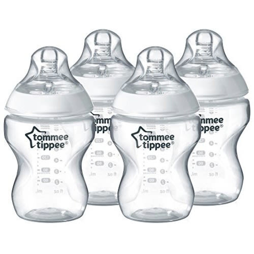 Tommee Tippee Closer to Nature Baby Bottle, Anti-Colic, Breast-like Nipple, BPA-Free - Slow Flow, 9 Ounce (4 Count)