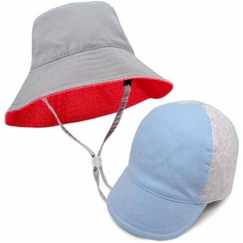 Keepersheep Baby Reversible Baseball Cap Infant Sun Hat, Cotton Knit Soft Brim for Infant Toddler, Summer Outdoor Unisex