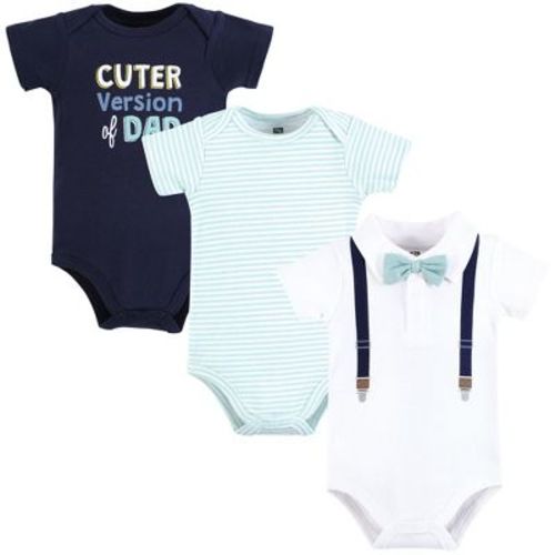 Hudson Baby Infant Boy Cotton Bodysuits, Mint Navy Cuter Version, 6-9 Months