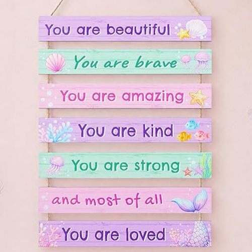 Girls Room Decor Colorful Inspirational Wall Plaque Set for Kids Bedroom