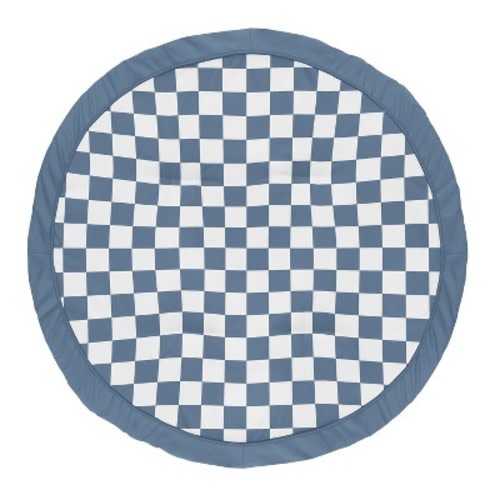Sweet Jojo Designs Boy Baby Tummy Time Playmat Gingham Checkered Plaid Blue and White