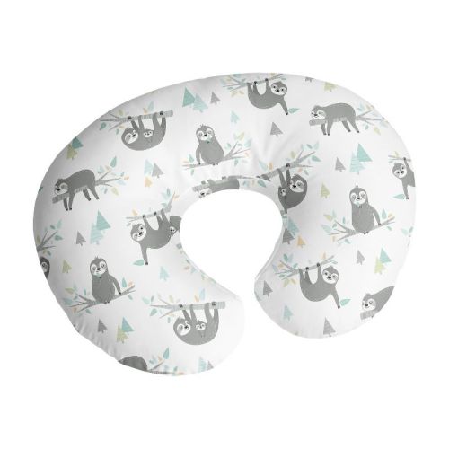 Sweet Jojo Designs Gender Neutral Support Nursing Pillow Cover (Pillow Not Included) Sloth Blue Grey and White