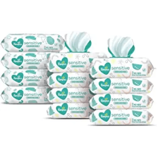 Baby Wipes, Pampers Sensitive Water Based Baby Diaper Wipes, Hypoallergenic and Unscented, 8 Pop-Top Packs with 4 Refill Packs for Dispenser Tub, 864 Total Wipes (Packaging May Vary) - 12x (8x Pop-Top Packs + 4x Refill Packs)