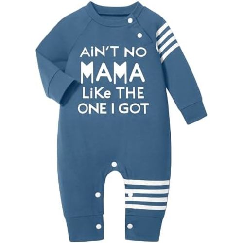Baby Boy Clothes Infant Mamas Print Romper Stripe Sleeve Outfits Fall Winter Baby Clothing Jumpsuit
