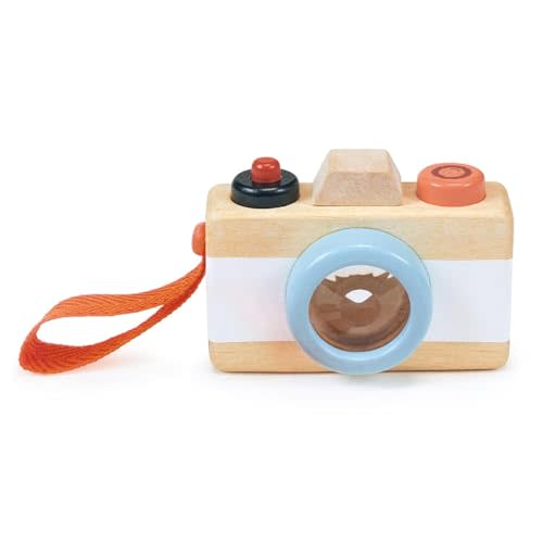 Mentari Toys - Camera - Wooden Pretend Camera Toy for Toddlers with Kaleidoscope Lens - Early-Learning Camera for Sense Stimulation and Motor Skills - Portable Toy for Imaginative Play - Age 2+