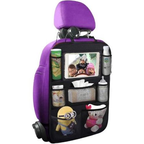 Backseat Organizer, Back Seat Mats, Storage Bag, Tablet Holder for Kids, Toddlers Car Seats, Travel Accessories, Road Trip Essentials, Black