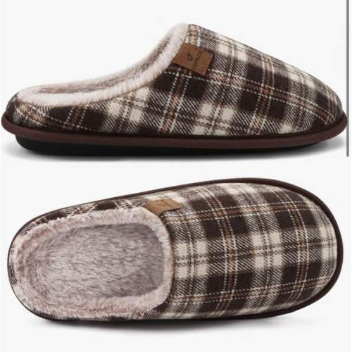 COFACE Mens Cozy Memory Foam Scuff Slippers Warm Slip On House Shoes