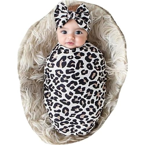 Galabloomer Newborn Receiving Blanket Headband Set Baby Flower Swaddle