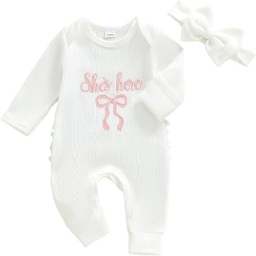 PUHHAPIEY Newborn Baby Girl Coming Going Home Clothes She's Here Romper