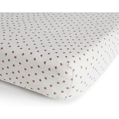 mushie Extra Soft Muslin Fitted Crib Sheet | 192 Thread Count | 28"x 52" (Bloom)