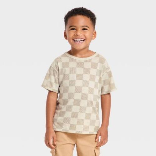 Baby Boys' Checkered Stone Relaxed T-Shirt - Cat & Jack™ Light Brown 12M