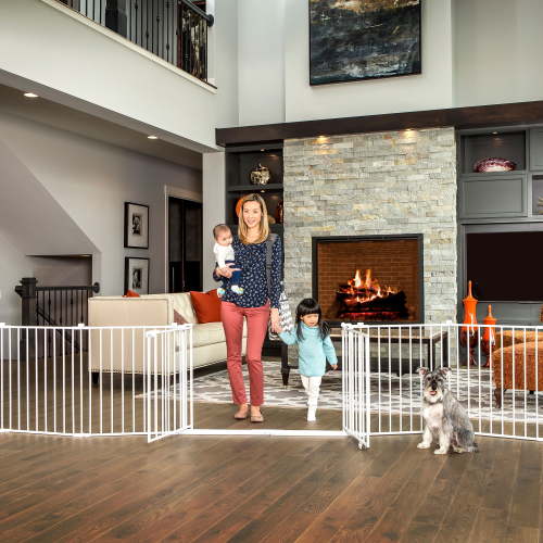 Regalo 192 Inch Double Super Wide Baby Gate and Play Yard, White, 4-in-1, Ages 6 to 24 Months