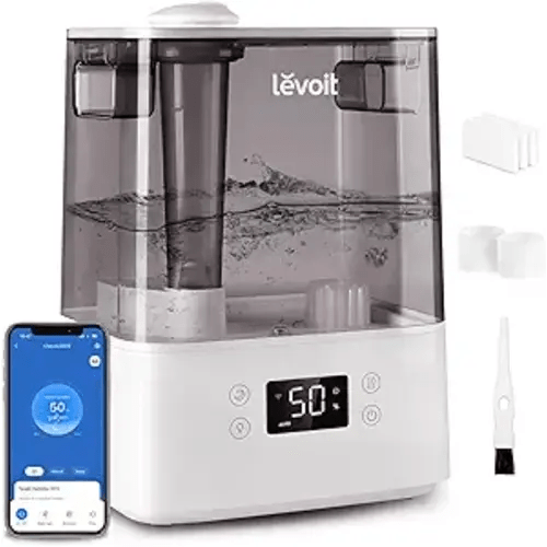 LEVOIT Humidifiers for Bedroom Large Room Home, (6L) Cool Mist Top Fill Essential Oil Diffuser for Baby & Plants, Smart App & Voice Control, Rapid Humidification & Auto Mode - Quiet Sleep Mode, Gray